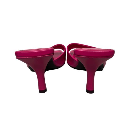 Zara Pink Square Toe Kitten Heel Mule Slide Sandals Size 39 - Picture 4 of 7